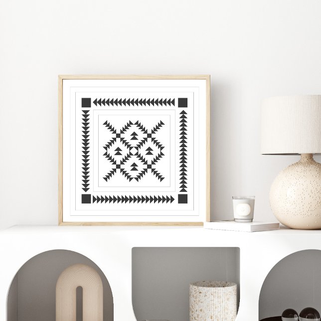 Geometrisk snabbblocksdesign i svartvitt poster (Skapare uppladdad)