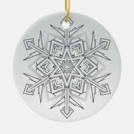 Geometrisk Snöflinga Modern Grå & Vit Julgransprydnad Keramik