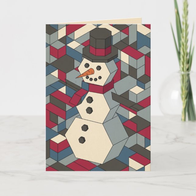 Geometrisk Snöman Julkort Helgkort (Framsida)