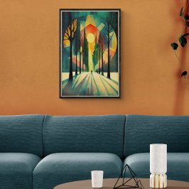 Geometrisk solnedgång för abstrakt | Långa skuggor Poster