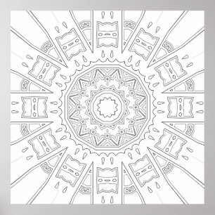 Geometrisk solstrålning mandala med skiktade motiv poster