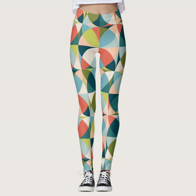 Geometrisk, sömlös Abstrakt i mitten av århundrade Leggings (Framsida)