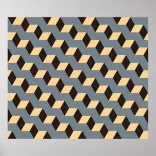 Geometrisk sömlös ruta med kubiskt trappor i silve poster