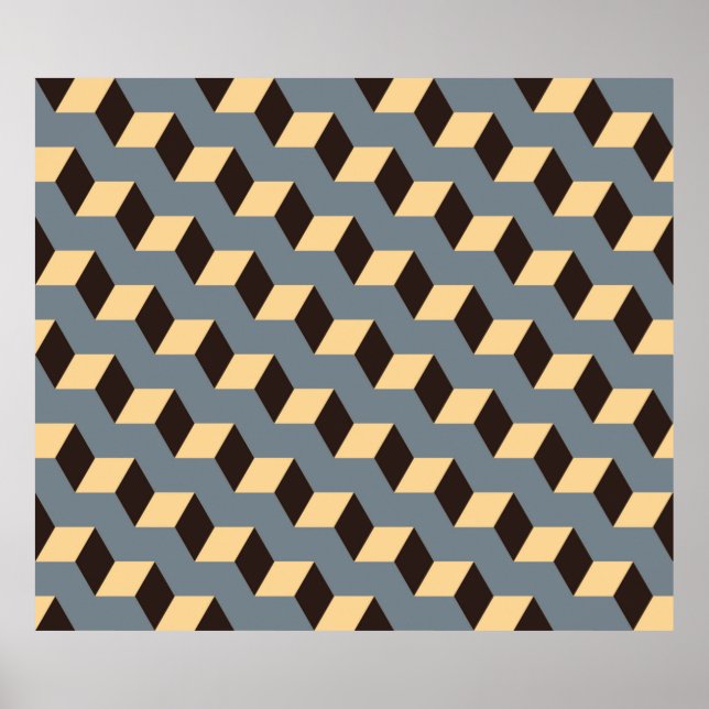 Geometrisk sömlös ruta med kubiskt trappor i silve poster (Framsidan)