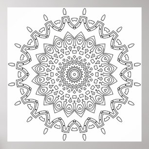 Geometrisk spetsmandala färgningssida mönster kons poster