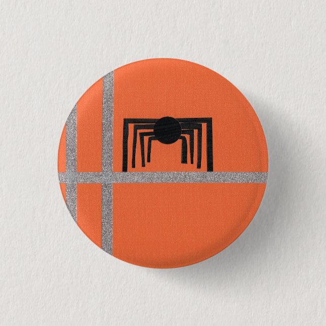 Geometrisk spindeldesign svart och orange knapp (Framsida)
