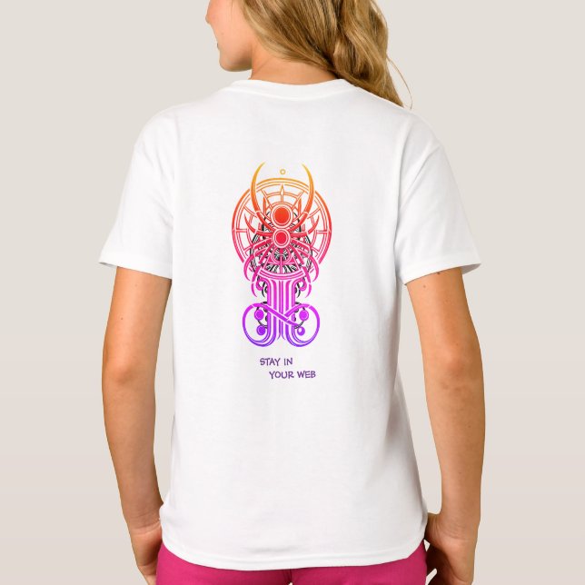 Geometrisk spindelnätskonst t shirt (Baksida)