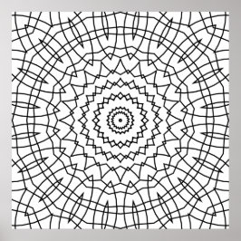 Geometrisk spiralmandala med kantiga webblinjer poster
