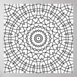 Geometrisk spiralmandala med kantiga webblinjer poster