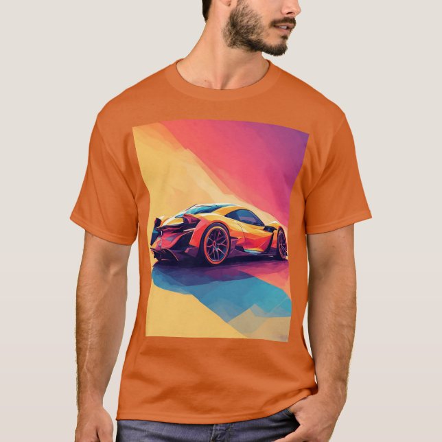 Geometrisk sportbil Djärv färgdesign T Shirt (Framsida)