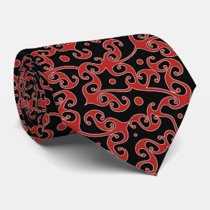 Geometrisk stam- mönstersvart och röd Tie Slips