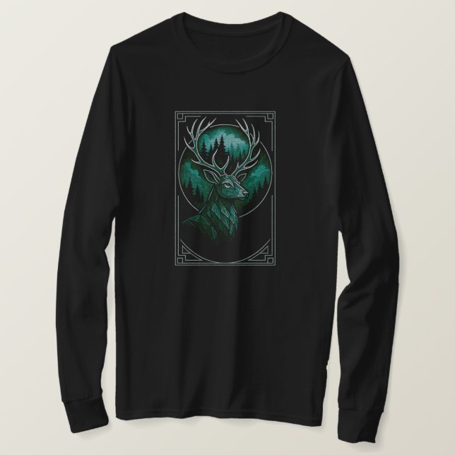 Geometrisk stämpel med Forest Antlers | BLACK ENDA T Shirt (Design framsida)