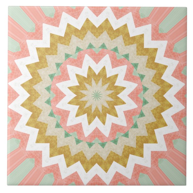 Geometrisk stjärnexplosion Boho Mandala-mönster Kakelplatta (Framsidan)