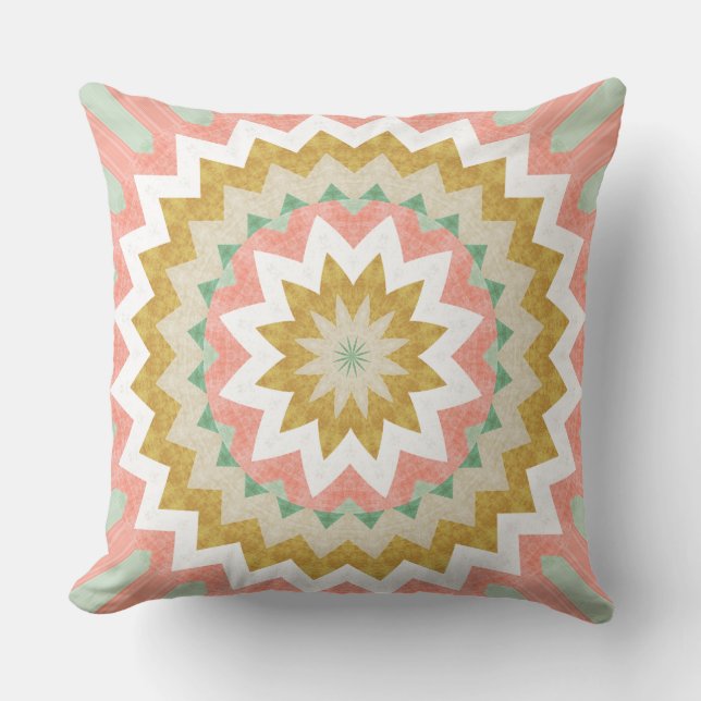 Geometrisk Stjärnexplosion Boho Mandala Mönster Kudde (Framsida)