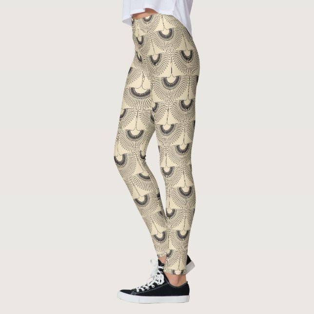 Geometrisk svan flygande fågelmönster kräm leggings (Vänster)