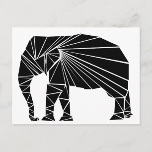 Geometrisk svart elefant vykort