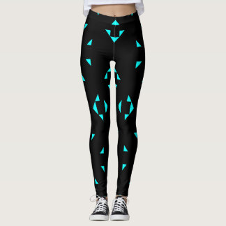 Geometrisk svart- och blå mönster-balkar leggings