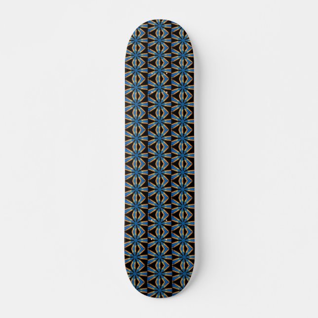 geometrisk svart och blå skateboard bräda 21,5 cm (Framsida)