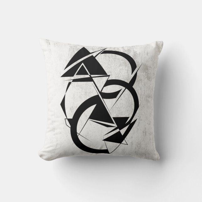 Geometrisk svart och vit kastkudde kudde (Framsida)