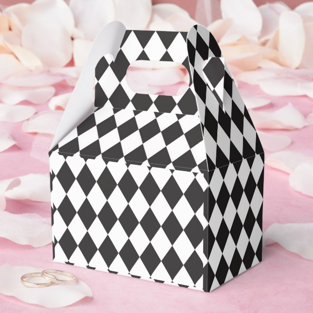 Geometrisk svart-vit diamant Halloween Presentaskar (Bröllop)