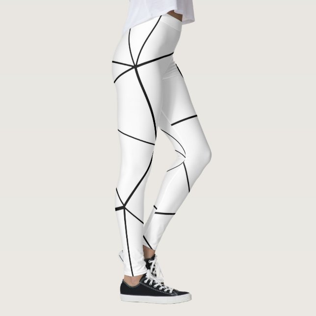 Geometrisk svart vit triangel linjer coola leggings (Höger)