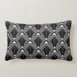 geometrisk svartvit art déco för 20-tal lumbarkudde