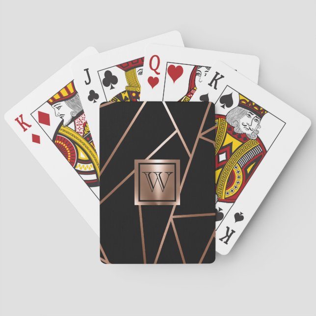 Geometrisk svartvit och Ro Guld Casinokort (Baksidan)