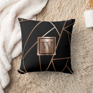 Geometrisk svartvit och Ro Guld Kudde