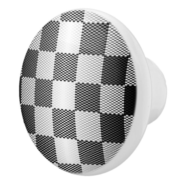 Geometrisk svartvit utcheckad text knopp (Höger)