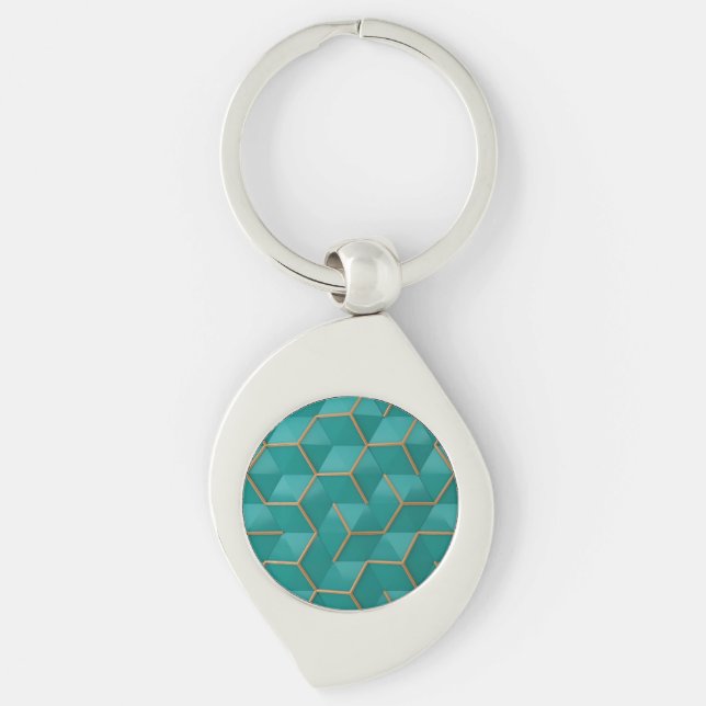 geometrisk swirl silverfärgad nyckelring (Framsidan)