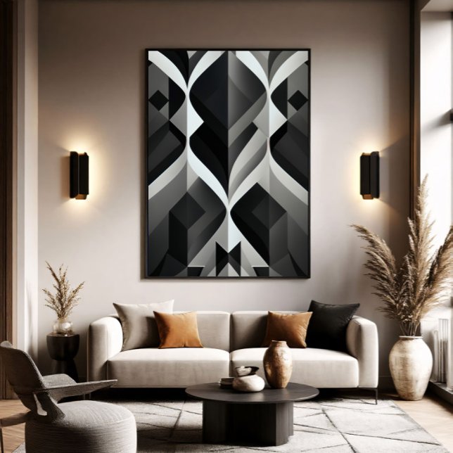 Geometrisk symfoni i svart och vitt poster (Skapare uppladdad)