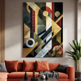 Geometrisk symfoni i Terracotta och Black Canvastryck