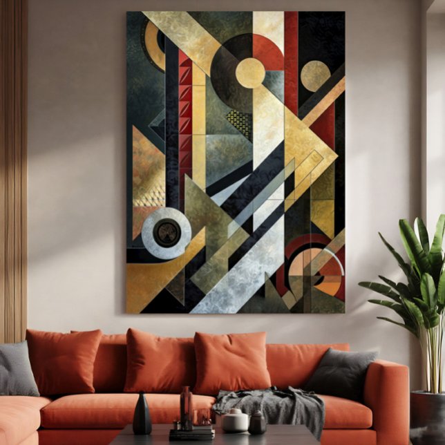 Geometrisk symfoni i Terracotta och Black Canvastryck (Skapare uppladdad)