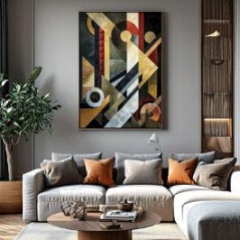 Geometrisk symfoni i Terracotta och Black Poster