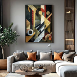 Geometrisk symfoni i terrakotta och svart poster