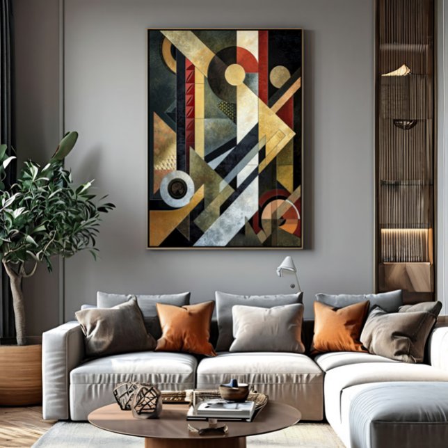 Geometrisk symfoni i terrakotta och svart poster (Skapare uppladdad)