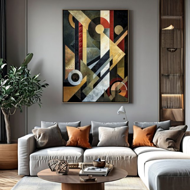 Geometrisk symfoni i terrakotta och svart poster (Skapare uppladdad)