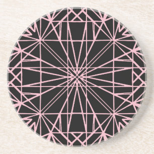 Geometrisk symmetri för svart och Blek Rosa Underlägg Sandsten