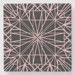 Geometrisk symmetri för svart och Blek Rosa Underlägg Sten