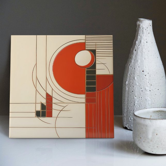 Geometrisk symmetri i modern Abstrakt i mitten av  Kakelplatta (Skapare uppladdad)