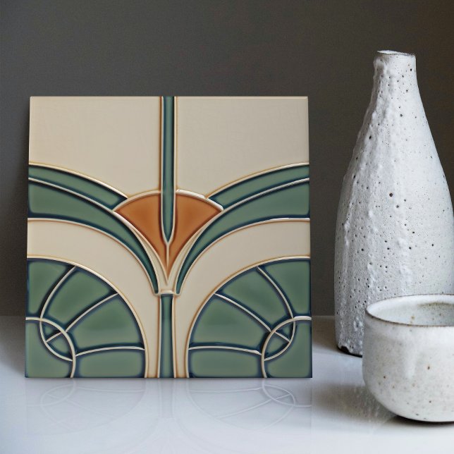 Geometrisk symmetri i modern Abstrakt i mitten av  Kakelplatta (Skapare uppladdad)