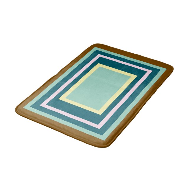 Geometrisk Teal Brun Rosa Badrumsmatta (Vinklad)