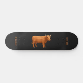 Geometrisk teckning rödbrun ko mini skateboard bräda 18,5 cm