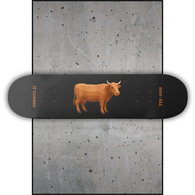 Geometrisk teckning rödbrun ko mini skateboard bräda 18,5 cm (Skapare uppladdad)