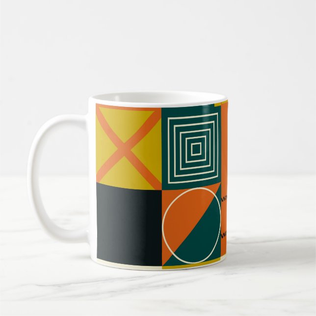 Geometrisk teckningsdesign med enkla former och fi kaffemugg (Vänster)