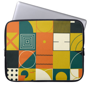 Geometrisk teckningsdesign med enkla former och fi laptop fodral