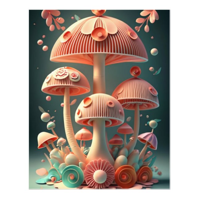 Geometrisk teori Sakura och Shroomscape Fototryck (Framsidan)
