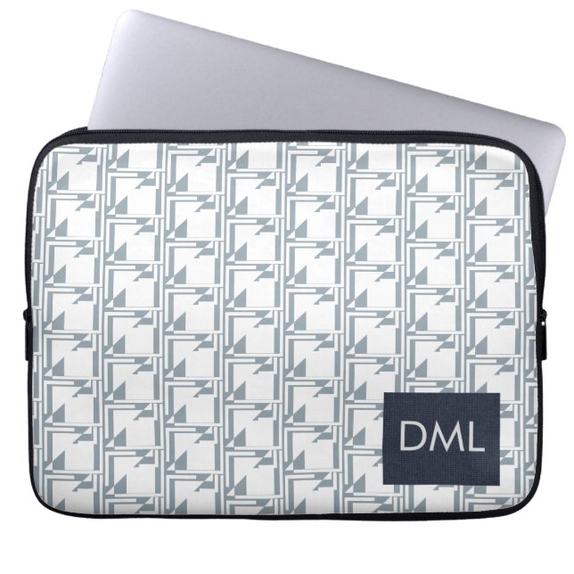 Geometrisk Textur Varm Blå Nyans Mönster Laptop Fodral (Framsidan)