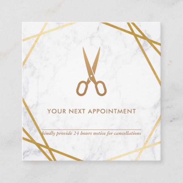 Geometrisk tidsbeställning för stylist för fyrkantigt visitkort (Framsida)