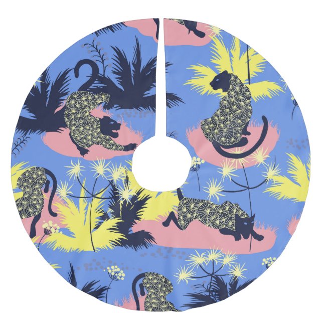 Geometrisk tiger, leopard: Barns mönster. Julgransmatta Borstad Polyester (Framsidan)